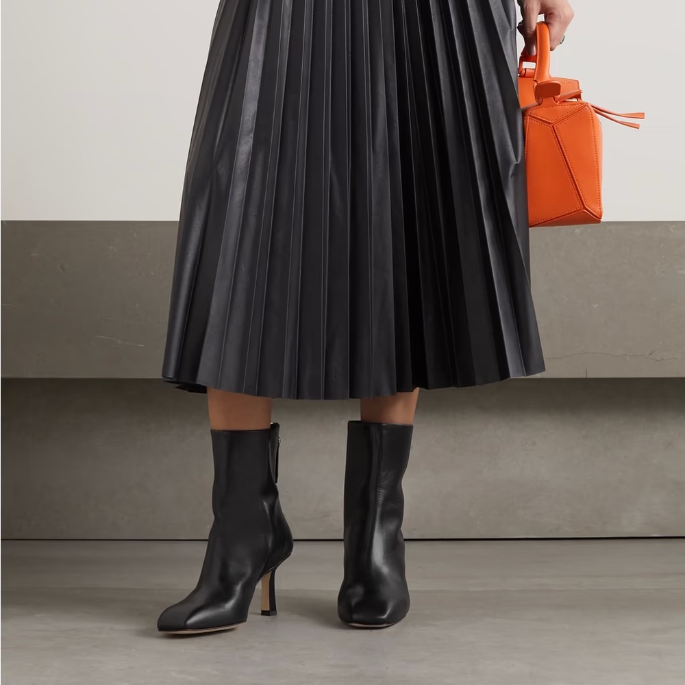 Aeyde Black Leather Mid-Heel Ankle Boots